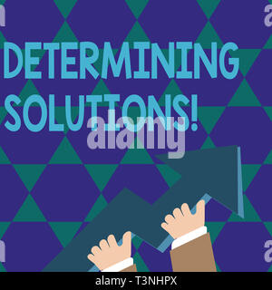 Text sign showing Determining Solutions. Business photo showcasing identifying business needs and determining solutions photo of Hand Holding Colorful Stock Photo