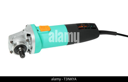 Angle Sander. Isolated on white background. Sander saw. Angle machine sander Stock Photo