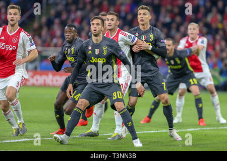 Amsterdam, Netherlands. 10th Apr, 2019. Scrum during the match between Ajax vs. Juventus held at Johan Cruyff Stadium in Amsterdam. The match is valid for the quarterfinals of the Champions League 2018/2019. Credit: Richard Callis/FotoArena/Alamy Live News Stock Photo