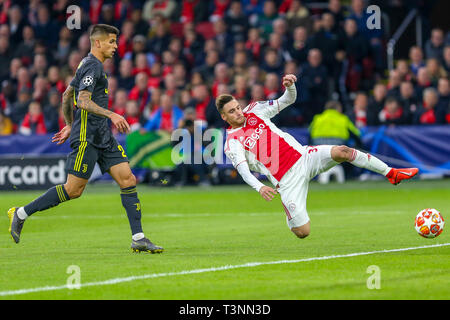 Amsterdam, Netherlands. 10th Apr, 2019. Tagliafico of Ajax during the match between Ajax and Juventus held at the Johan Cruyff Stadium in Amsterdam. The match is valid for the quarterfinals of the Champions League 2018/2019. Credit: Richard Callis/FotoArena/Alamy Live News Stock Photo