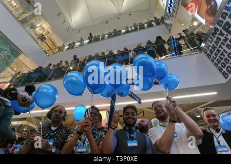 Birmingham, UK. 11th April,2019. The world's biggest Primark store opens today in Birmingham. Staff await the first customers. Peter Lopeman/Alamy Live News Stock Photo