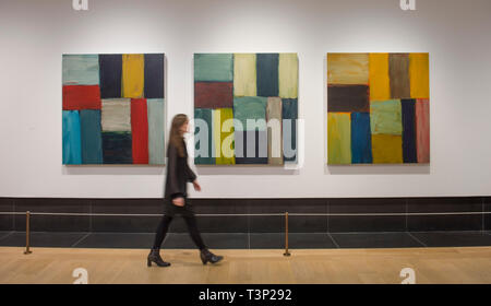 London, UK. 11th Apr, 2019. The National Gallery's new exhibition Sea Star: Sean Scully at the National Gallery is inspired by the national collection and his love of JMW Turner's painting The Evening Star (about 1830), he charts a personal journey of deep admiration for colour, composition and the power of painting. Credit: Malcolm Park/Alamy Live News Stock Photo