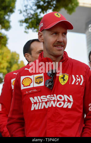 Shanghai, China. 11th Apr, 2019. Sebastian Vettel, Scuderia Ferrari, formula 1 GP, China in Shanghai, 11.04.2019 Credit: mspb/Jerry Andre *** Local Caption *** RUBIO | usage worldwide/dpa/Alamy Live News Stock Photo