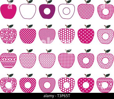 Apple Circle Monogram Frames. Vector set. Stock Vector