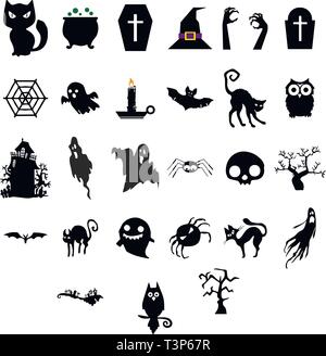 Big vector collection Halloween illustrations Stock Vector