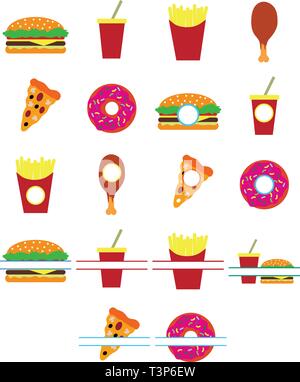 Fast Food Monogram Vector Set Stock Vector