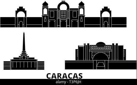 Venezuela , Caracas flat landmarks vector illustration. Venezuela ...