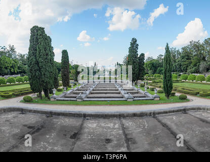 Sao Paulo - SP, Brazil - February 19, 2019: Independence park, Parque da Independencia. Fountain with no water for restoration, dry fountain. Stock Photo