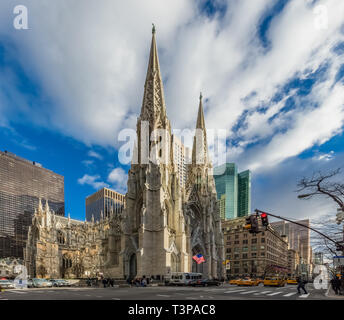 NEW YORK CITY- MARCH 25, 2018 : St. Patrick's Cathedral one of  main one of the main Manhattan Landmarks Stock Photo