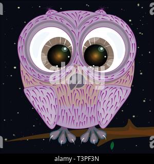 cartoon owl and stars. vector illustration. Stock Vector