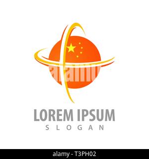 Global sphere orange with star concept design. Symbol graphic template element Stock Vector