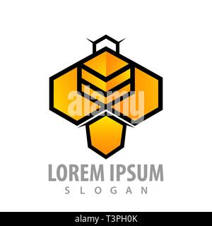Geometric bee hexagon concept design. Symbol graphic template element Stock Vector