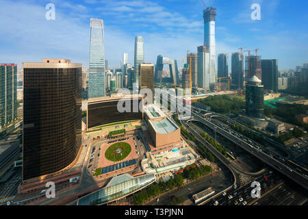 Beijing, China modern financial district skyline on a nice day with blue sky Stock Photo