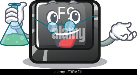 Professor F9 button installed on cartoon keyboard Stock Vector