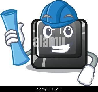 Architect F9 button installed on cartoon keyboard Stock Vector