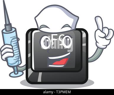 Nurse F9 button installed on cartoon keyboard Stock Vector