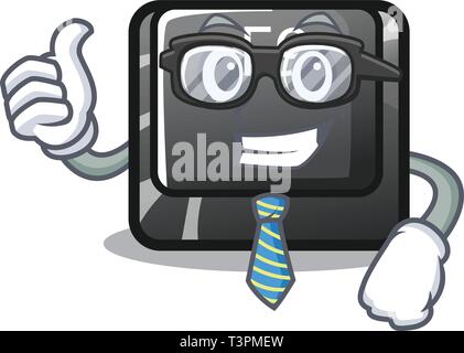 Businessman F9 button installed on cartoon keyboard Stock Vector
