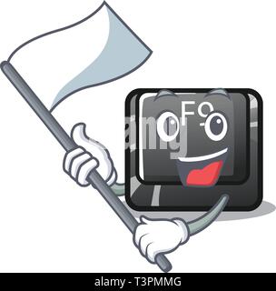 With flag button f9 on a cartoon computer Stock Vector