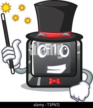 Magician f10 button installed on cartoon computer Stock Vector