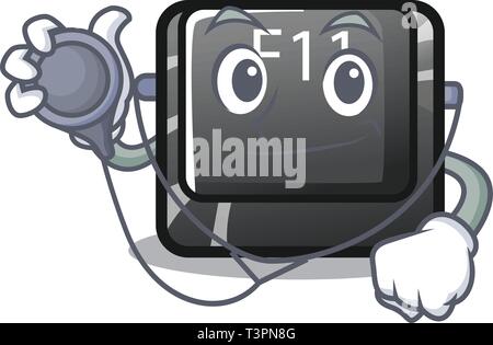 Doctor f11 button installed on mascot keyboard Stock Vector