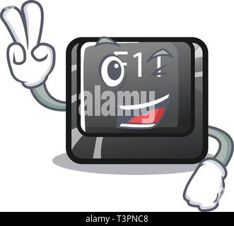 Two finger f11 button in the character shape Stock Vector