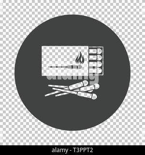 Match box  icon. Subtract stencil design on tranparency grid. Vector illustration. Stock Vector