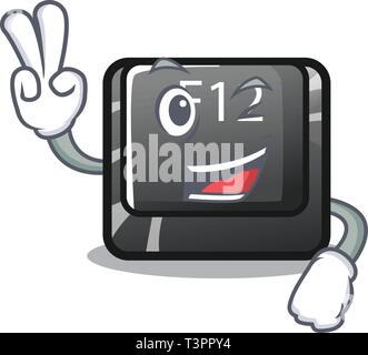 Two finger button f12 isolated in the character Stock Vector