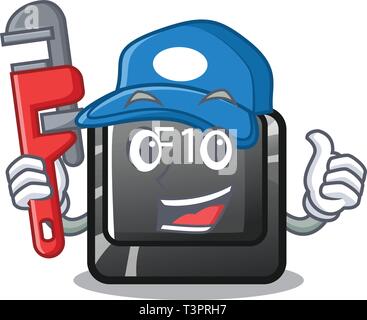 Plumber f12 button installed on cartoon computer Stock Vector