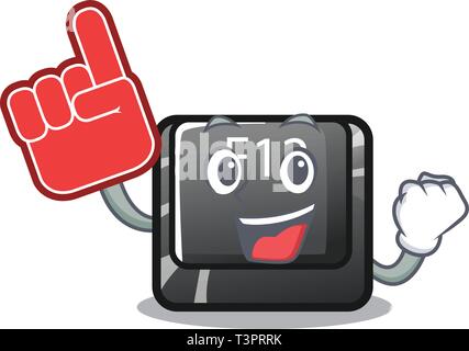 Foam finger Q button installed on cartoon computer Stock Vector Image ...