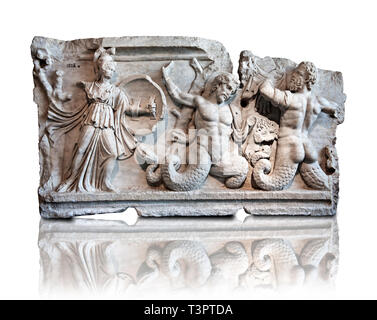 2nd Cent. AD Roman relief sculpture depicting the struggle of Athena ( the goddess of wisdom, skill & warfare) fighting the Gigantes ( Giants) . From  Stock Photo