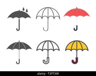 Set of Umbrellas Vector icons. Isolated on White Background. Stock Vector
