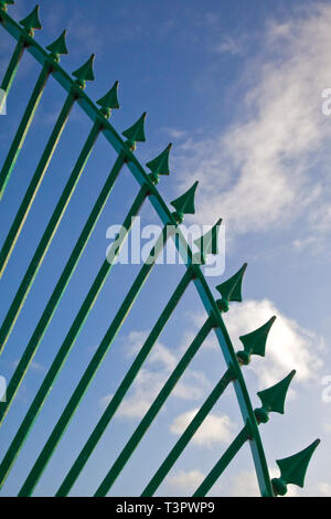 Modern blue wrought iron railing with stone steps Stock Photo - Alamy