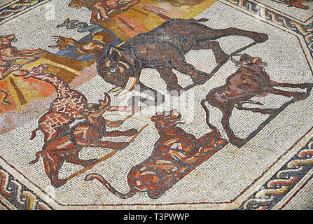 5792. The Lod Mosaic, a 3 rd. C. Roman mosaic from a Roman villa excavated  in the city of Lod near Tel-Aviv. Detail shows varrious fish Stock Photo -  Alamy