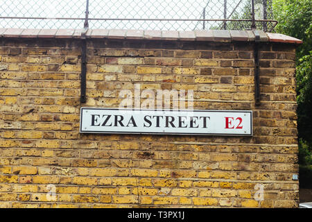 Ezra Street name sign, East London, UK Stock Photo