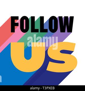 Follow us for social networks. Vector typographic design. - Vector Stock Vector