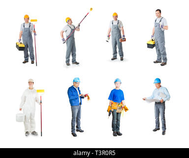 set of workers isolated Stock Photo