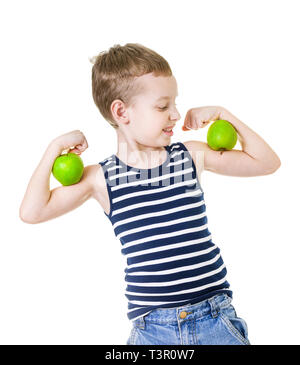 kid with apples, healthy nutrition concept Stock Photo