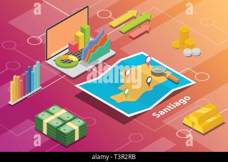 santiago city in philippines city isometric financial economy condition concept for describe cities growth expand - vector Stock Vector