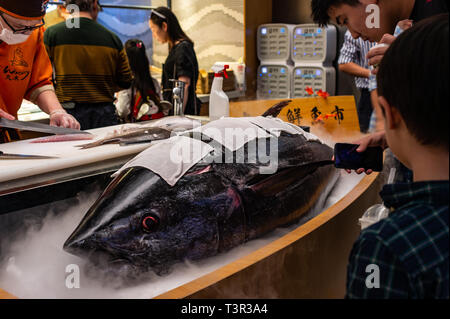 bluefin tuna at sushi restaurant Stock Photo
