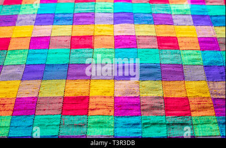 abstract background of multi-colored check fabric texture Stock Photo