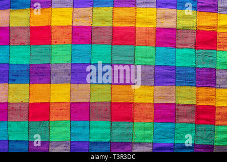 abstract background of multi-colored check fabric texture Stock Photo