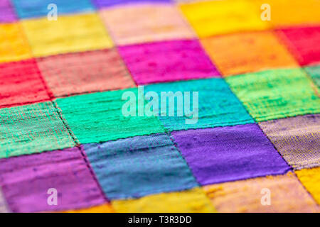 abstract background of multi-colored check fabric texture Stock Photo