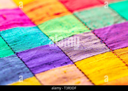 abstract background of multi-colored check fabric texture Stock Photo