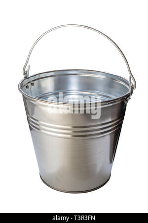 new metal bucket on a white isolated background Stock Photo