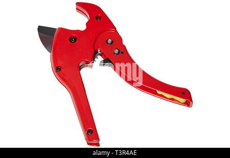 Red pipe cutter isolated on white background Stock Photo