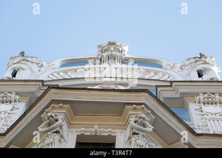 Detail of Art Nouveau (Jugenstil) building in The historic center of Riga, Latvia Stock Photo