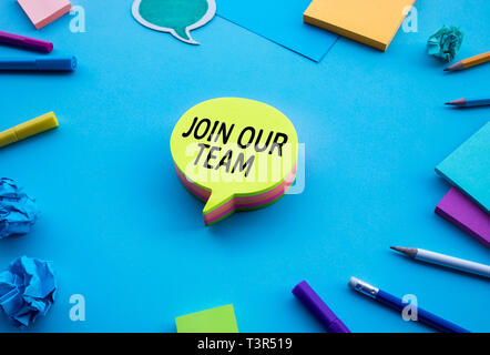 Join our team concepts with text on notepaper.business teamwork Stock Photo