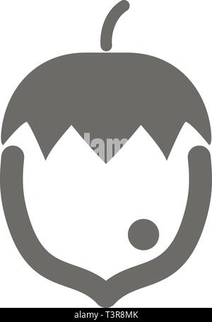 Hazelnut, Nut outline icon. Fruit Nut sign. Vector illustration for food apps and websites Stock Vector