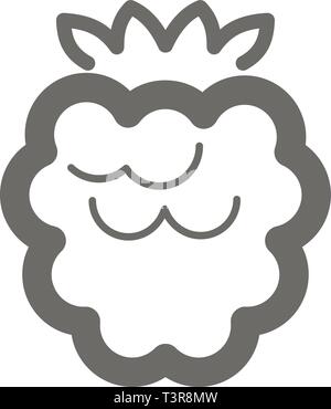 Blackberry, raspberry outline icon. Raspberry fruit sign. Vector illustration for food apps and websites Stock Vector