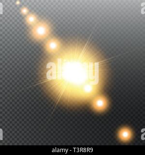 Vector transparent sunlight special lens flare light effect. Sun isolated on transparent background. Glow light effect Stock Vector